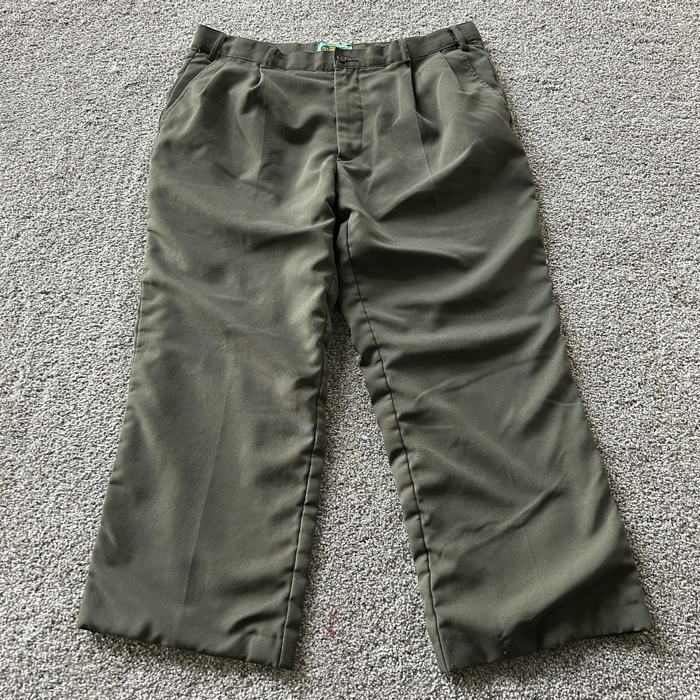 Haband Fit-Forever Pants Mens 36x26 Green Flannel Lined Relaxed Straight Leg